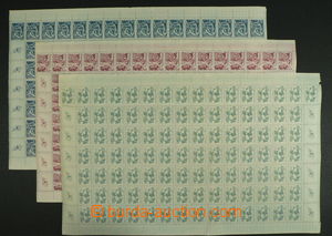 101890 - 1949 Pof.511-513, IX. sjezd KSČ, sestava 2ks archů s kupó