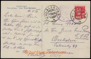 101898 - 1929 pohlednice Špicberk do ČSR, vyfr. zn. Mi.152, fialov