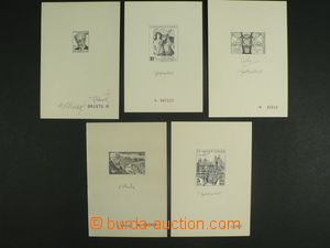 102012 - 1962-78 PT1-3, 10, 12, comp. 5 pcs of black-prints with sign