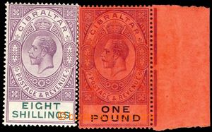 102059 - 1912 Mi.73 and 74, George V., values 8Sh and 1£;, both 