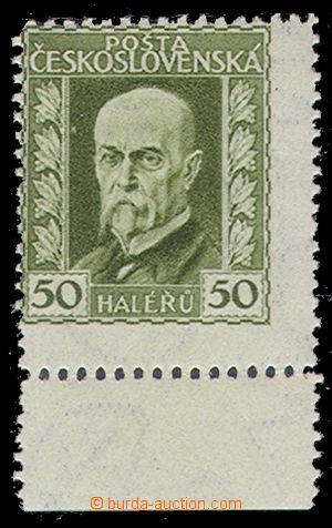 102065 - 1925 Pof.188, Masaryk - neotypie 50h zelená, krajový kus, 