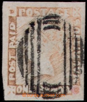 102089 - 1848 Mi.3, 1p červená, IV. vydání, lehce namodralý pap