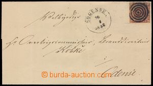 102092 - 1852 skládaný přebal dopisu do Odense, vyfr. zn. Mi.1, ve