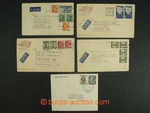 102103 - 1952-55 sestava 5ks dopisů, 1x FDC, 4x do Prahy, hezké bar