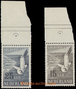 102127 - 1951 Mi.580-581, Airmail, both stamp. with upper margin shee
