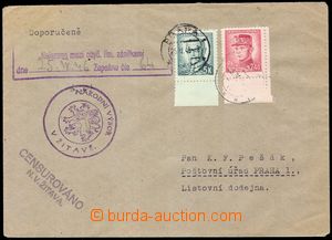 102205 - 1946 CENSORSHIP  registered letter from Žitavy courier to P