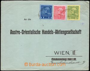 102246 - 1912 LEVANTE  R-dopis do Vídně vyfr. zn. 10Pa + 20Pa + 1Pi