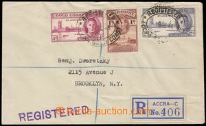 102250 - 1946 R-dopis do USA vyfr. zn. 1d, 2d a 4d Jiří VI., DR ACC