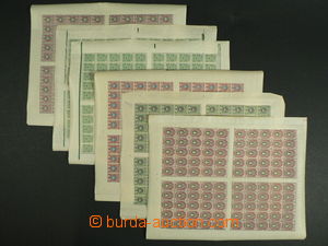 102278 - 1908 Mi.64 2x, 70B, 73, 74, 75, comp. 6 pcs of sheets with m