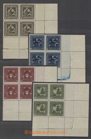 102314 - 1926 Mi.488-492A, 493B, rohové 4-bloky s okraji, kat. 136