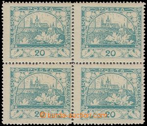 102400 -  Pof.8C, 20h blue-green, block of four, line perforation 13&