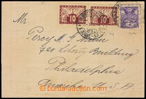 102425 - 1921 lottery blank form to USA with Pof.143, S3 2x - stamps 