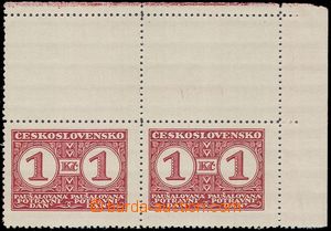 102439 - 1935 Pof.PD9B, value 1CZK, corner Pr with 2 upper coupons, c