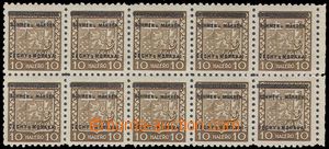 102444 - 1939 Pof.2, State Coat of Arms   10h, blk-of-10 with sheet m