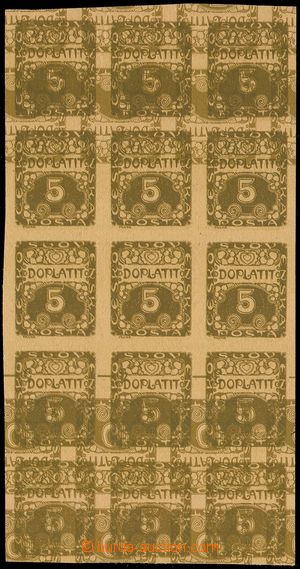 102458 - 1919 maculature stamp. 5h and 10h (Pof.DL1-2), blk-of-18 wit