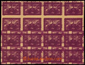 102459 - 1919 maculature stamp. 2h violet, blk-of-16 with dokumentac