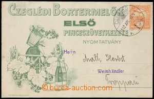 102493 - 1912 reklamní lístek s přítiskem vinařské firmy Czegl