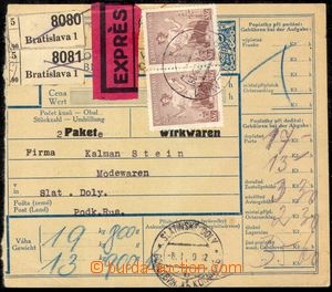 102528 - 1939 CPP18, larger part of parcel card with imprinted stamp 