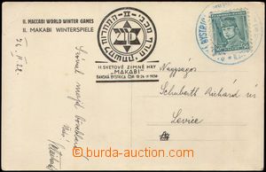 102532 - 1936 JUDAIKA  pohlednice s lyžařem, na textové straně pr