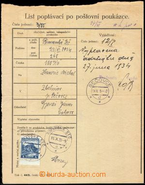 102542 - 1935 Poptávací list vyfr. zn. Pof.266, Orlík 4Kč, DR RIM