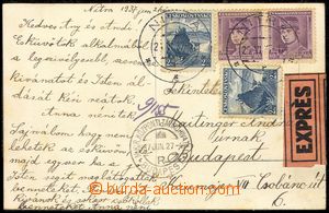 102565 - 1937 postcard Nitra sent as express to Budapest, with Pof.30