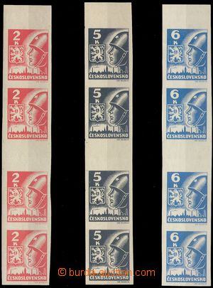 102623 - 1945 Pof.354-356Ms(4), Košice-issue, vertical 4-stamp gutte