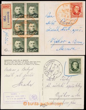 102663 - 1939 comp. 2 pcs of Ppc, 1x sent as Reg to Bohemia-Moravia, 