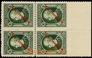102725 - 1939 Alb.23C, Hlinka 50h green, marginal block-of-4, mixed p