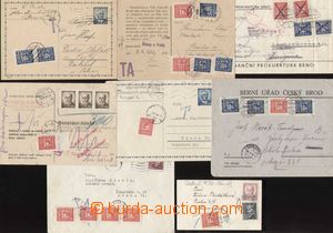 102996 - 1946-49 comp. 8 pcs of various entires burdened by postage-d