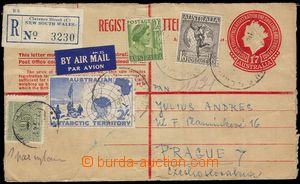 103002 - 1957 postal stationery cover 1,7Sh, as Registered, uprated w