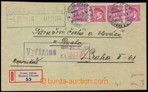 103027 - 1936 Reg letter with Pof.252, 303 3x, CDS VELIKÁ BĚHAŇ, i