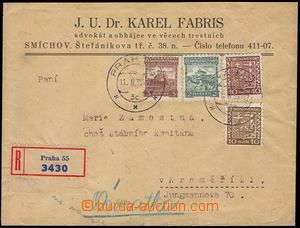 103045 - 1936 R-dopis s návratkou vyfr. zn. Pof.221, 224, 249 a 253,