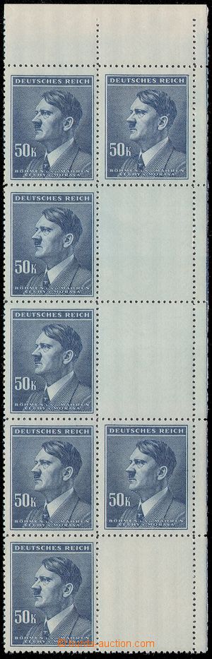 103080 - 1942 Pof.99, Hitler 50K, pravý horní 10-blok s kupóny