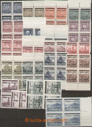 103101 - 1939 Pof.1-19, Overprint issue 4x, mainly blocks of four, pa