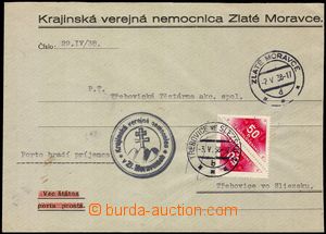 103151 - 1938 DELIVERY  unpaid service letter with remark Porto refun