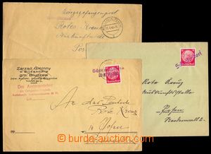 103167 - 1940 POLAND  comp. 3 pcs of letters with straight line postm
