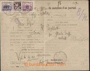 103196 - 1927 blank form 142 (II-1921), Czech - French variety, with 
