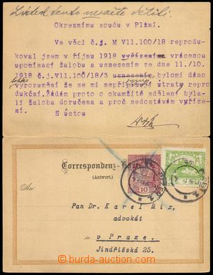 103220 - 1919 Austrian double PC Mi.P52 with private added print stam