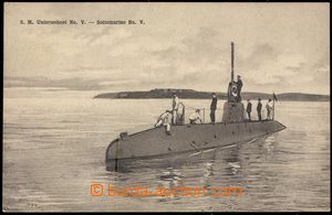 103278 - 1910 submarine No.V. afloat with company on deck; Un, very g
