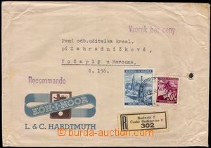 103296 - 1940 VZOREK BEZ CENY  firemní R-dopis vyfr. zn. Pof.24 a 35
