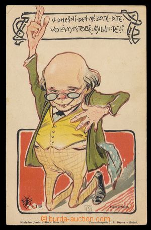 103392 - 1900 Josef Šváb č. 142, barevná litografie, karikatura s