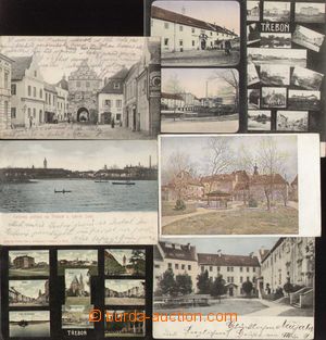 103394 - 1904-18 TŘEBOŇ - sestava 7ks pohlednic, klášter, ulice a