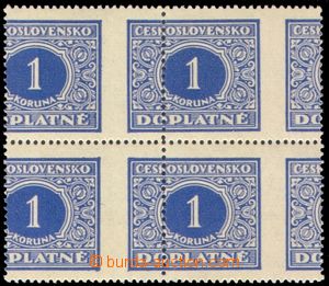 103420 - 1928 Pof.DL62, Definitive 1CZK, block of four with very shif