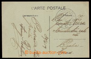 103421 - 1919 COURIER MAIL  postcard from Paris transported courier, 