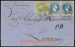 103474 - 1873 LEVANTE  skládaný dopis do Livorna vyfr. zn. 3 + 10 +