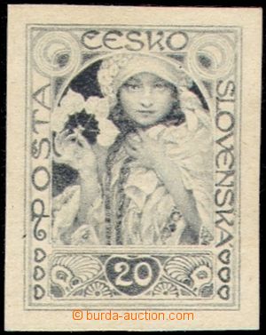 103521 - 1918 PLATE PROOF  refused design A. Mucha, value 20h Girl wi