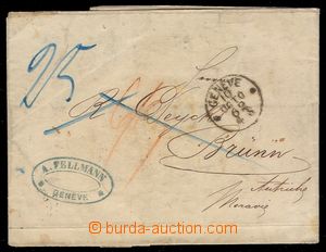 103598 - 1862 skládaný dopis do Brna, poštovné vybráno v hotovos