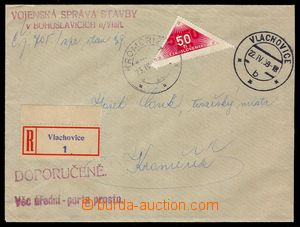 103609 - 1939 úřední R-dopis osvobozený od poštovného, vyplacen