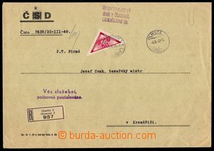 103612 - 1940 DORUČNÍ  úřední R-dopis osvobozený od poštovnéh