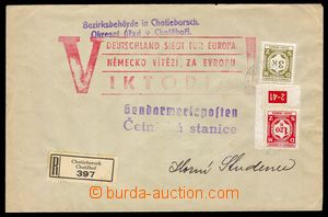 103625 - 1941 úřední R-dopis vyfr. zn. Pof.SL7 a SL10, DR CHOTIEBO
